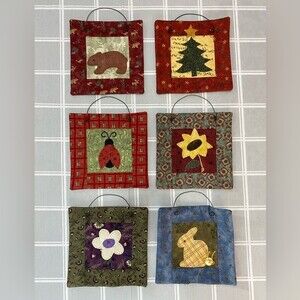 Quilt Block Wall Decor Country Farmhouse Patchwork Bear Rabbit Ladybug Sunflower